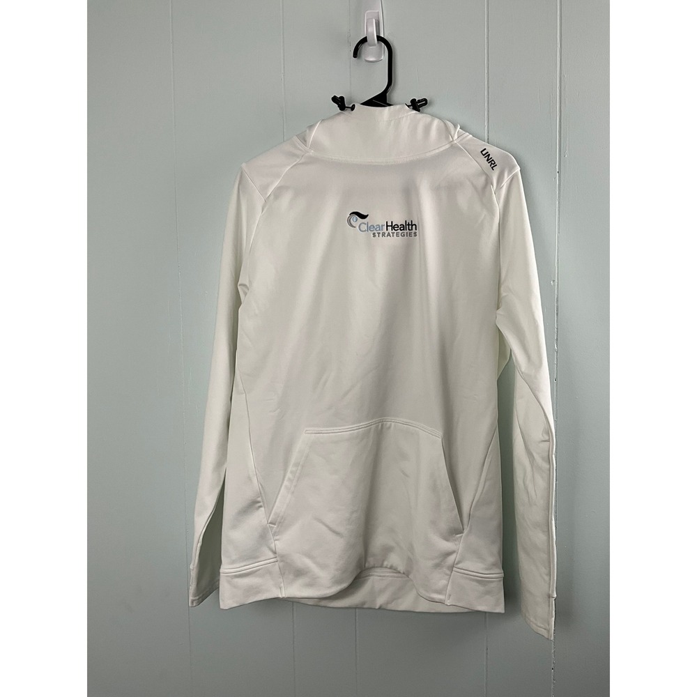 UNRL Mens White Clear Health Strategies Performance Hoodie Size Small Pullover